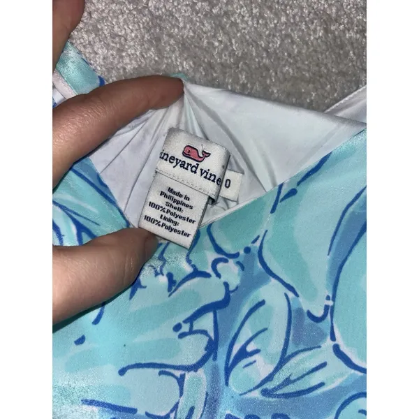 Vineyard Vines Capri Blue Floral Sleeveless‎ V-Neck Maxi Dress 0 - Image 7