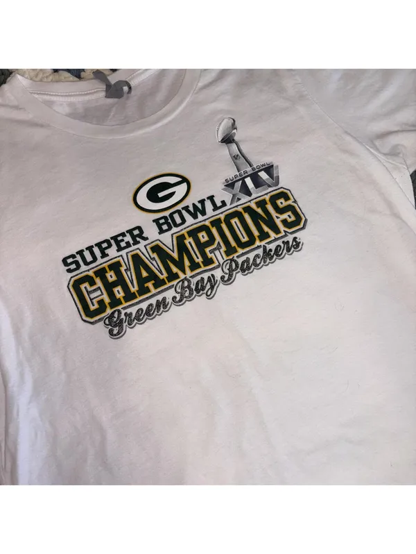 Green Bay Packers Womans 2XL Super Bowl XLV Champions White Graphic NFL Sports - Image 2