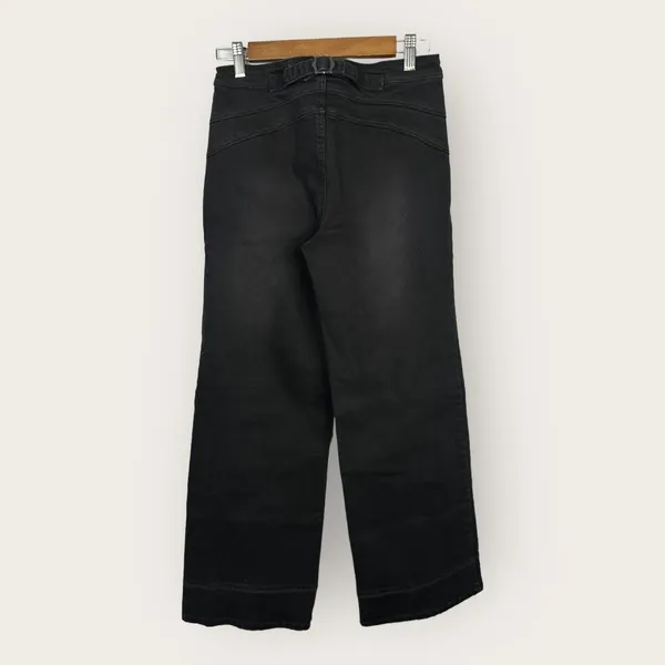 Free People Womens size 27 Wide Leg Dark Black Denim Jeans Adjustable Waist - Image 2