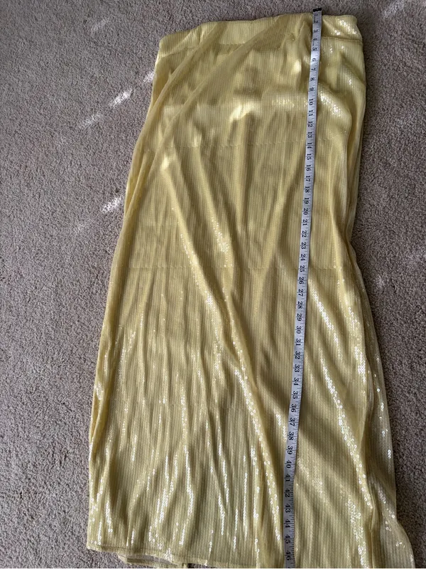 Staud yellow sequined gown wedding guest strapless party event Casey dress sz 16 - Image 16