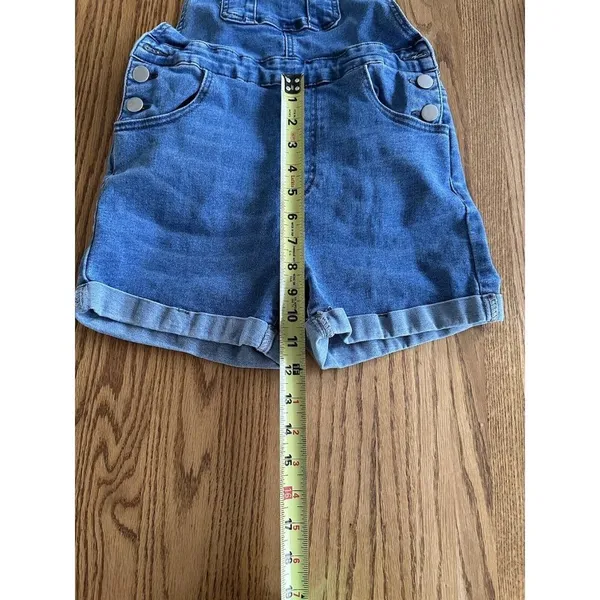 Shein Women's Roll Up Hem Denim Overall Romper Light Wash Blue Size 4 - Image 8