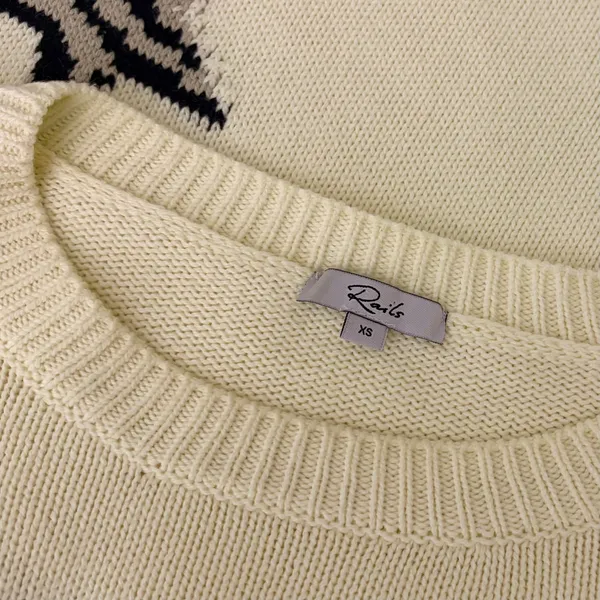 RAILS Perci Animal Star Sweater Ivory Black Camel Cotton Blend Knit X-Small - Image 11