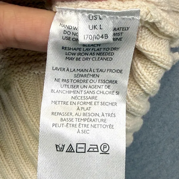 Free People FP Beach‎ Logan Cardigan Cream Cotton Chunky Knit Sweater Large - Image 5