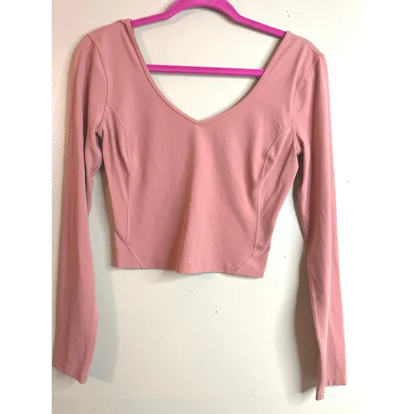 lululemon Align V-Neck Long Sleeve Shirt Pink Savannah Size 10 Nulu Athleisure - Image 5