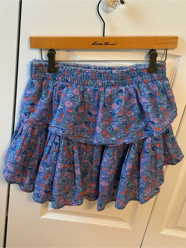 LoveShackFancy Ruffle Mini Skirt in Summer Blues - Image 3
