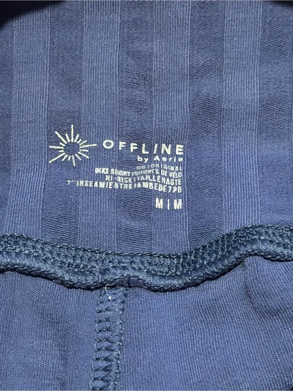 Offline by Aerie Women’s Ribbed Bike Shorts in Navy Blue - Image 3
