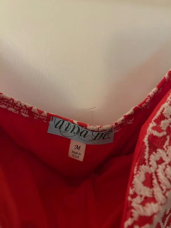 Red and White Alma Be Strapless Dress - Image 3