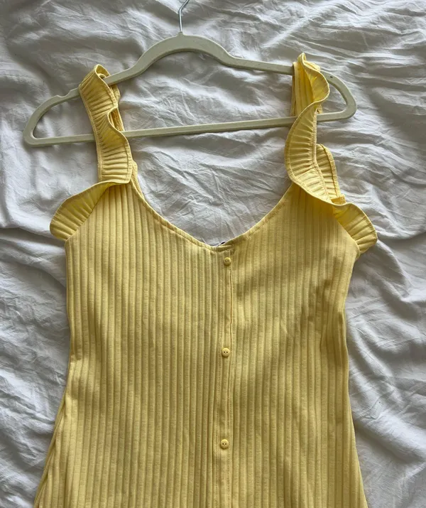 ZARA Butter Yellow Ruffle Sleeve Midi Dress - Image 2