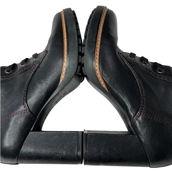 Naturalizer Callie Black Leather Lace Up Block Heel Boots 6.5 - Image 5