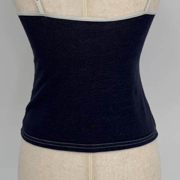 Vintage Y2K Xhilaration Lace Trim Cami Tank Top Medium Navy Babydoll Coquette - Image 7