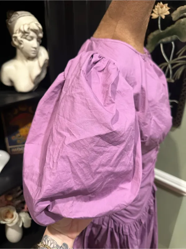 Karlie Purple Poplin Cinch‑Waist Dress – Size Medium - Image 6