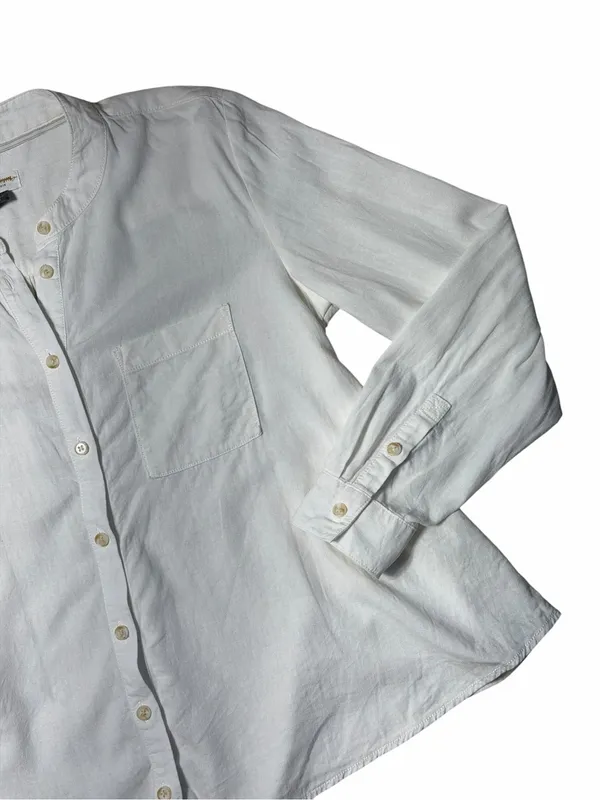 Pilcro Anthropologie White Linen Blend Whitney Long Sleeve Blouse Womens XS - Image 4