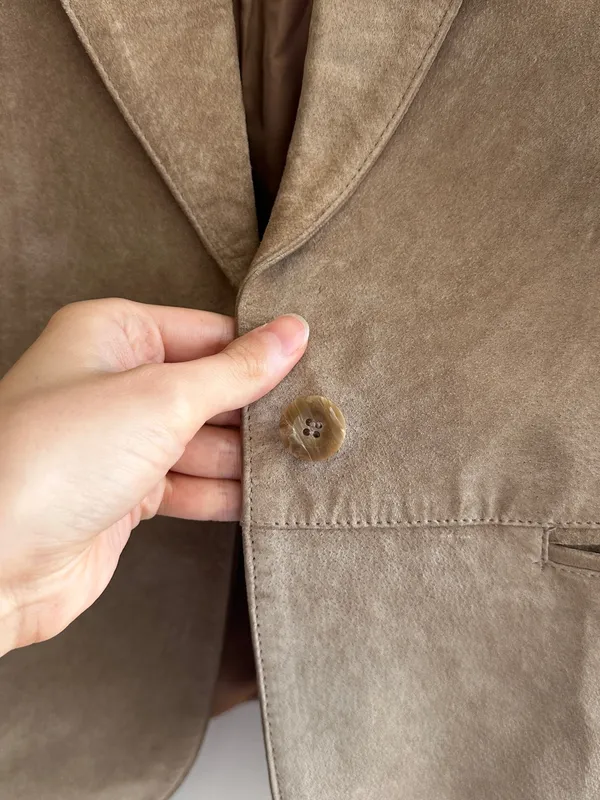 L.L. Bean Tan Suede Blazer Jacket, Fall Outerwear, Size 10 Petite - Image 7