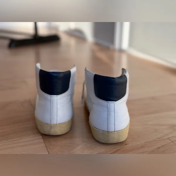 SAINT LAURENT Women's White Leather Hi Top Sneakers Size 38.5 - Image 6