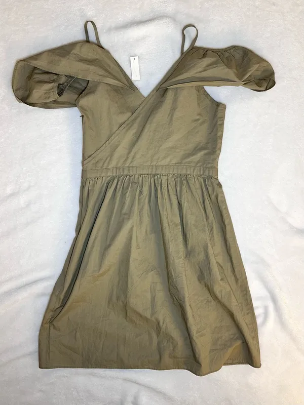 New MADEWELL Khaki Tan Green Off-The-Shoulder Tank Strap Midi Dress Size 0 - Image 4