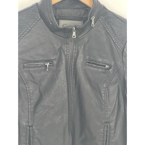 Ci Sono Women's Black Faux‎ Leather Jacket, Size XL But Fit Medium - Image 3