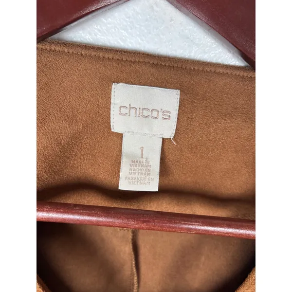 Chico's Women's 1 Brown Suede Angled Asymmetrical Tunic Top Short‎ Sleeve Medium - Image 4