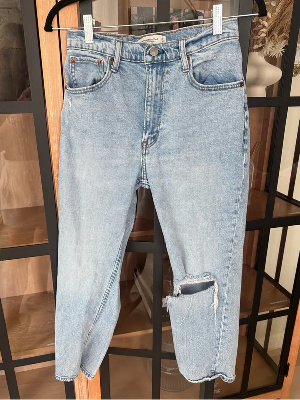 Abercrombie jeans the ankle straight ultra high rise petite short light wash - Image 4