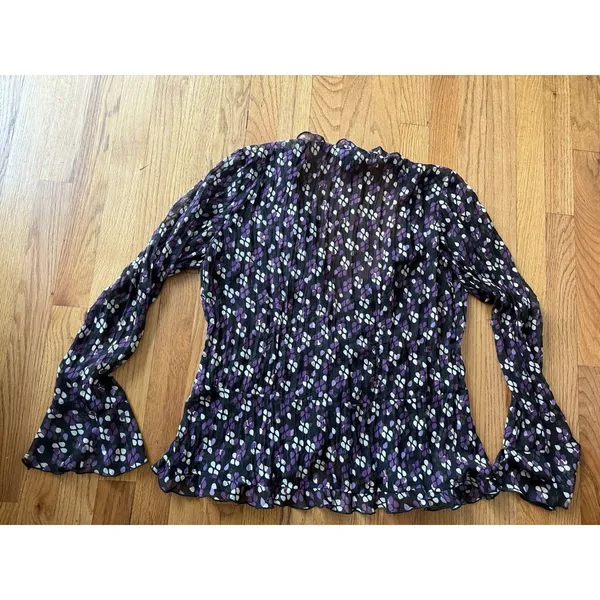 The Limited Vtg 90s Y2K Top M Whimsigoth‎ Flare Sleeve Fairy Grunge Babydoll Purple Black - Image 3