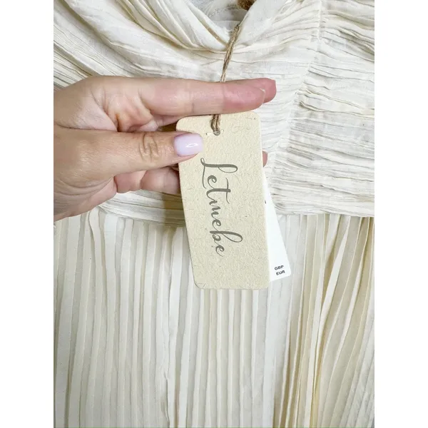 NWT Anthropologie Let Me Be One-Shoulder Pleated Maxi Dress Cream White Medium - Image 6