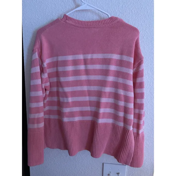 Gap Womens Pink‎ Striped Crewneck Knit Sweater Long Sleeve Ribbed Pullover Small - Image 4