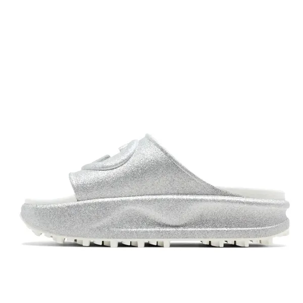 Gucci Interlocking G Platform Slide Silver Glitter - Image 3