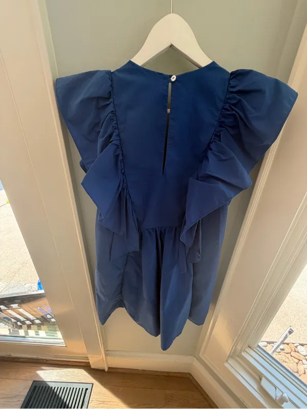Anthropologie Blue Tassel Ruffled Waistless Mini Dress - Image 7