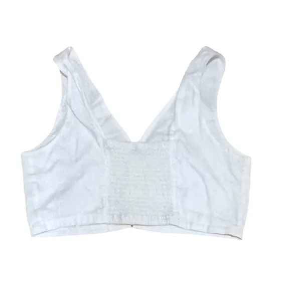 Madewell Gwen Crop Vest Top Womens Size 10 White Button Front V-Neck - Image 6