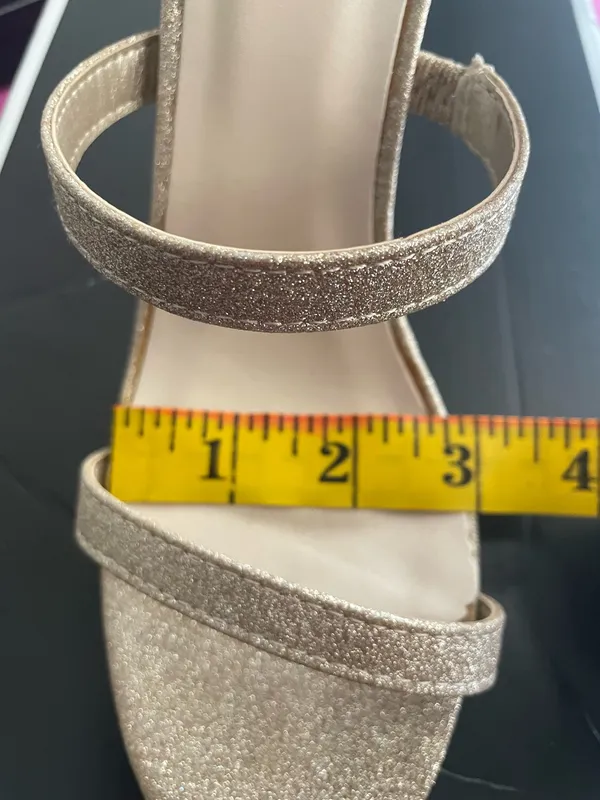 David's Bridal Callista Gold Glitter Block Heel Sandals Strappy Wedding Prom 6.5 - Image 8