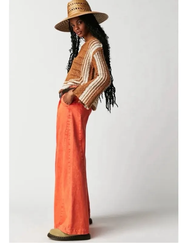 Free People We The Free Equinox Denim Jean 25 Coral Fusion Oversized Flared - Image 4