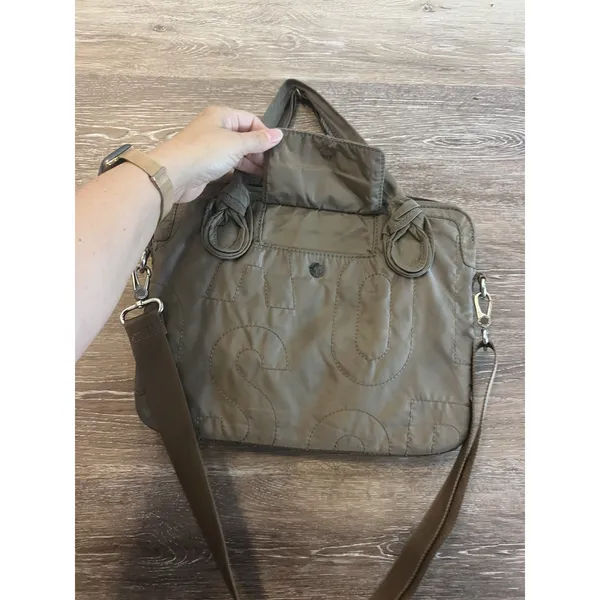 Marc Jacobs Gray Quilted Nylon Tote Bag Handbag Crossbody Gold Hardware - Image 8