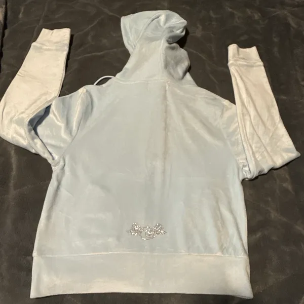 VON DUTCH Light Blue Zip Up Hoodie Size L - Image 3
