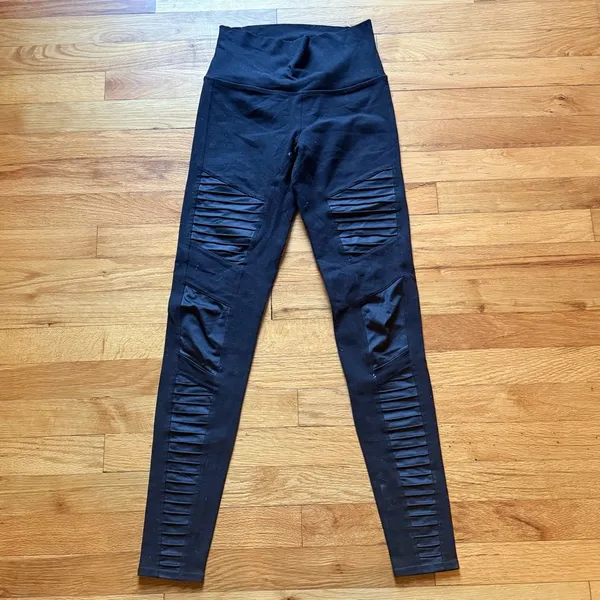 ALO Yoga High Waist Moto Leggings Black‎ XS Workout Athleisure - Image 2