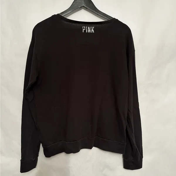 Victoria’s Secret PINK Sequin Boom Lightning Bolt Graphic Black Pullover Medium - Image 5