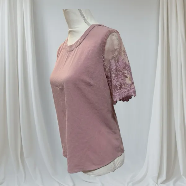 Lulus Lisa Marie Mauve embroidered sleeve blouse Size‎ Small - Image 6