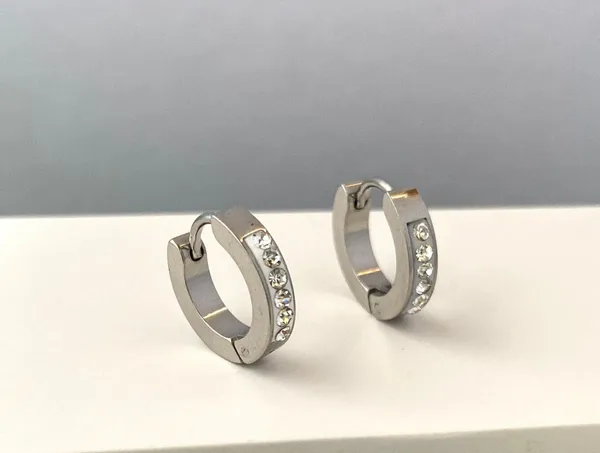 925 Silver Plated CZ Small Silver Hoop Earrings for Men Women - Image 3
