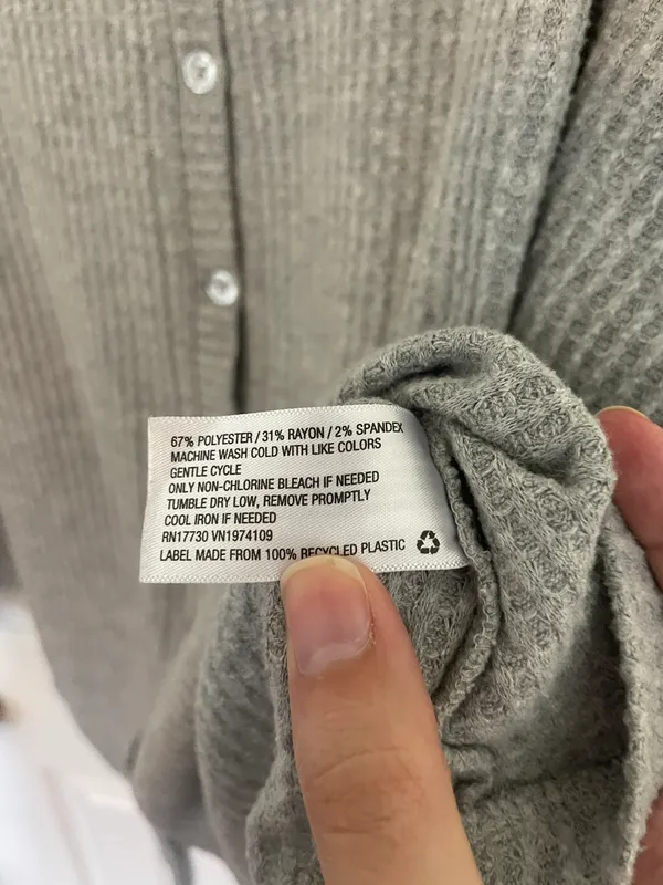 Target Colsie Grey Waffle Knit Button Down Thermal - Image 8