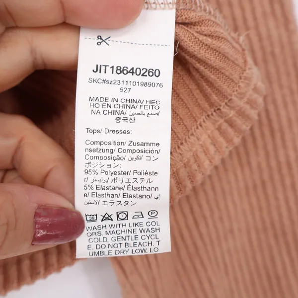 SHEIN Cardigan Womens 12 Terracotta Ribbed Cropped V-Neck Excellent - Image 4