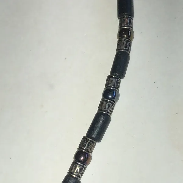 Black Metallic Beaded Boho Necklace - Image 3