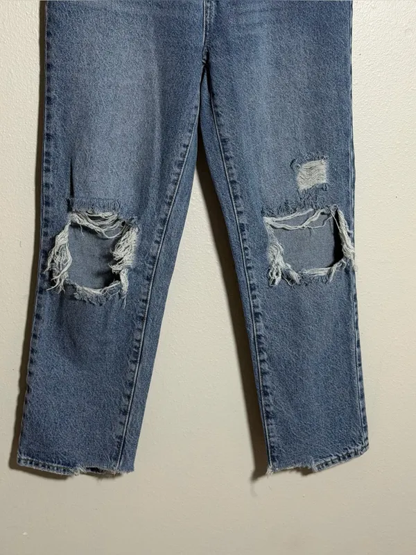 Pacsun Women Streetwear High-Rise‎ Straight Distressed Blue Denim Jeans size 26 - Image 3