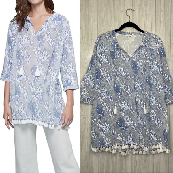 Roller Rabbit 100% Cotton Ugyen Leaves Serafina Tunic Coverup size S Small - Image 2