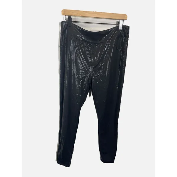 Halara Faux Leather Leggings Womens XL Black High Waisted Shiny Athletic Pants - Image 2