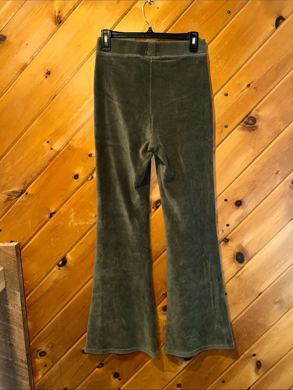 Aerie Groove on Ribbed Velour flare pants in nomad olive green - Image 7