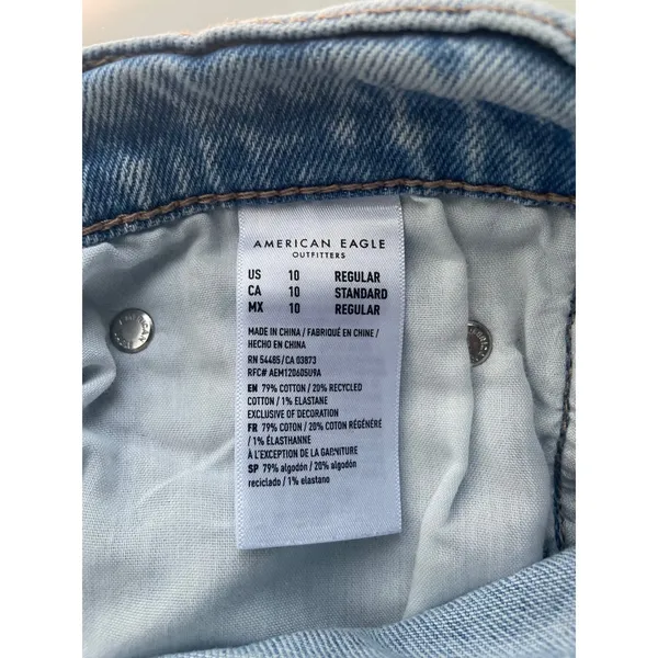 American Eagle Super High-Rise Straight Jeans Light Wash Denim Womens 10 Regular - Image 4