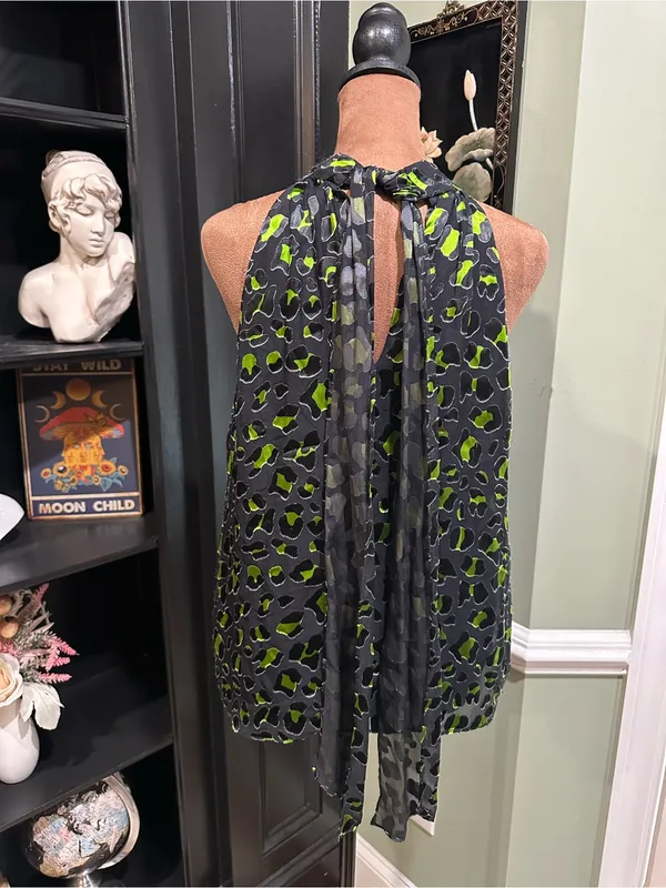 Alice + Olivia Kinsley Velvet Burnout Leopard Halter Top – Size Medium - Image 7