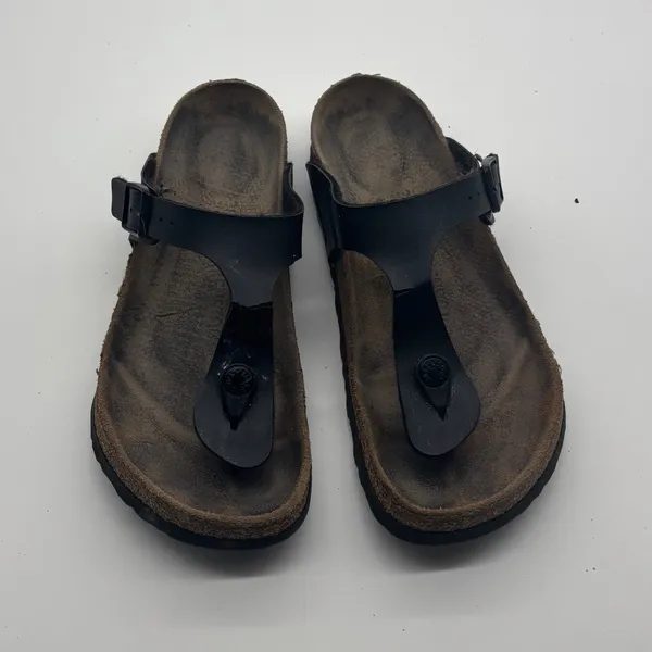 Birkenstock Gizeh Black Birko-Flor Thong Sandals Women 38 L7 M5 Made in Germany - Image 2