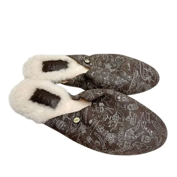 Australia Luxe Doodle Mules Size 5 Brown Leather Shearling Winter Slides NEW‎ - Image 4