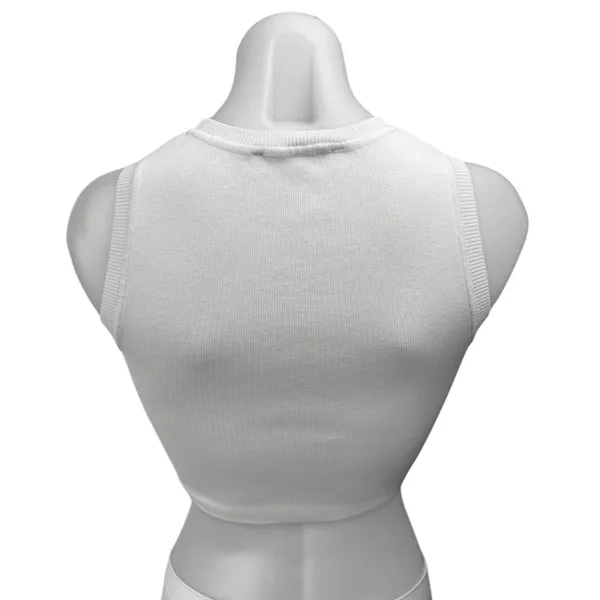 Zara Women's White Knit Crew Neck Sleeveless Crop Sweater Vest Top Size S - Image 2