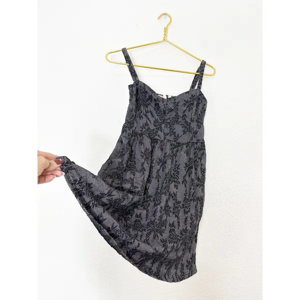 Anthropologie Lilka Ettie Jacquard Chemise Mini Dress Small Black Whimsigoth - Image 11