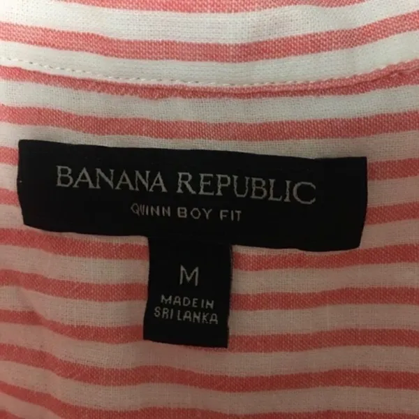 Banana Republic Pink White Striped Button Down Shirt Women’s Size M | Quinn Boy - Image 3